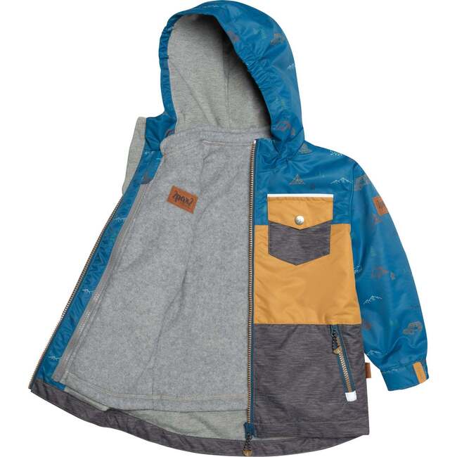 Colorblocked Printed 3-in-1 Spring Rain Set, Blue Camping, Yellow And Grey - Raincoats - 4
