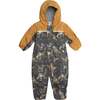Baby Printed One-Piece And Hat Set, Khaki Dinosaurs - Snowsuits - 3