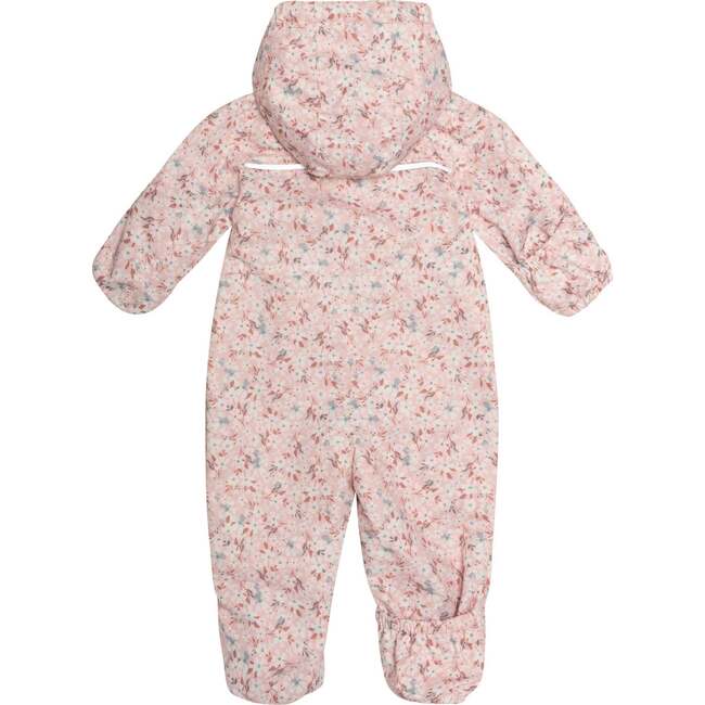 Baby Printed One-Piece And Hat Set, Dusty Pink Mini Flowers - Raincoats - 2