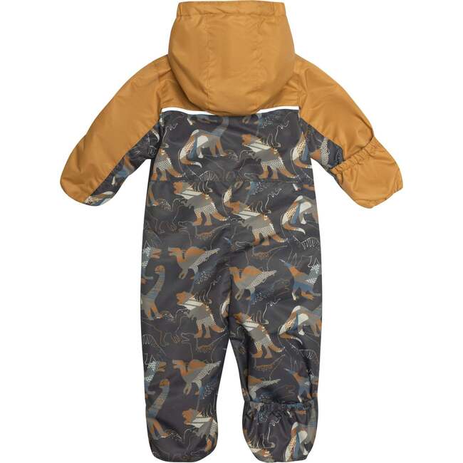 Baby Printed One-Piece And Hat Set, Khaki Dinosaurs - Snowsuits - 4
