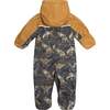 Baby Printed One-Piece And Hat Set, Khaki Dinosaurs - Snowsuits - 4