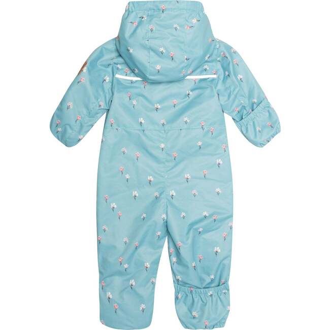 Baby Printed One-Piece And Hat Set, Dusty Blue Mini Flowers - Raincoats - 3