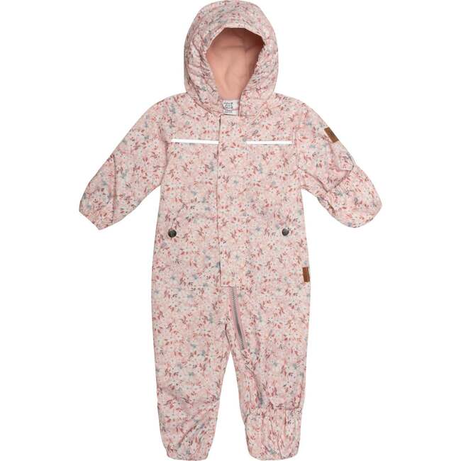 Baby Printed One-Piece And Hat Set, Dusty Pink Mini Flowers - Raincoats - 4