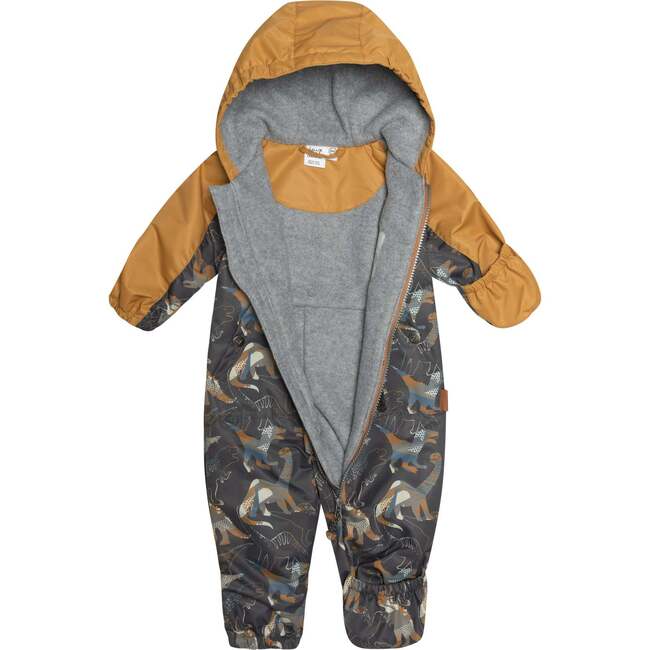 Baby Printed One-Piece And Hat Set, Khaki Dinosaurs - Snowsuits - 5