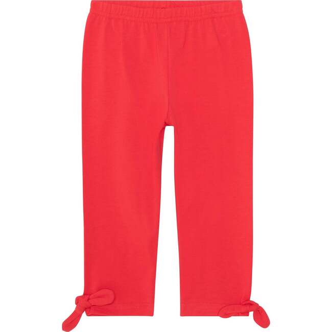 Organic Cotton Capri With Knot, Red - Leggings - 1
