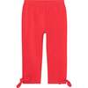Organic Cotton Capri With Knot, Red - Leggings - 1 - thumbnail