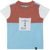 Organic Cotton Colorblocked Top And Short Set, Brown And Blue With White Fish Print - Mixed Apparel Set - 2
