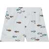 Organic Cotton Colorblocked Top And Short Set, Brown And Blue With White Fish Print - Mixed Apparel Set - 3