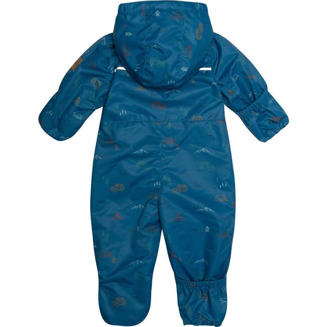 Baby Printed One-Piece And Hat Set, Blue Camping - Snowsuits - 3