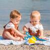 Organic Cotton Colorblocked Top And Short Set, White And Brown With Stripe - Mixed Apparel Set - 3