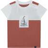 Organic Cotton Colorblocked Top And Short Set, White And Brown With Stripe - Mixed Apparel Set - 4