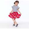 Organic Cotton Bi-Material Printed Hooded Dress, Oatmeal Mix And Red Flowers - Dresses - 3