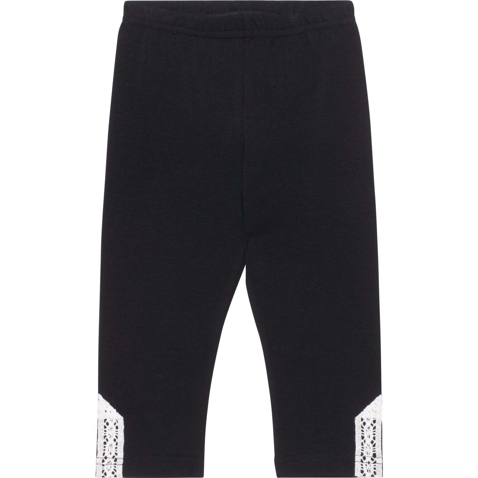 Organic Cotton Capri, Legging With Crochet, Black - Leggings - 1