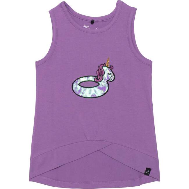 Long Tank Top With Iridescent Applique, Purple
