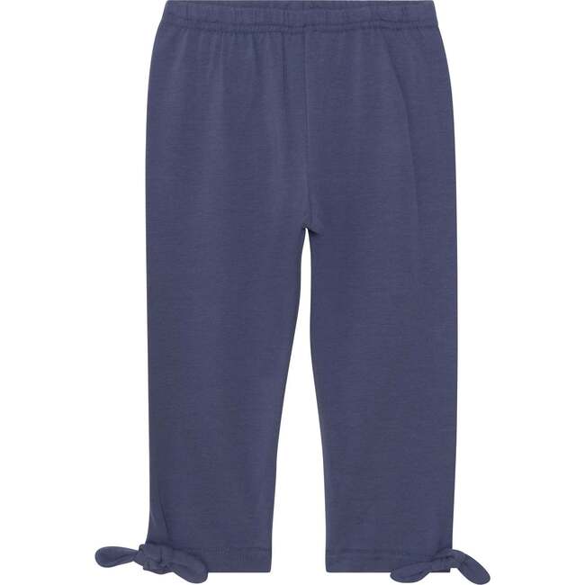 Organic Cotton Capri With Knot, Navy Blue - Leggings - 1