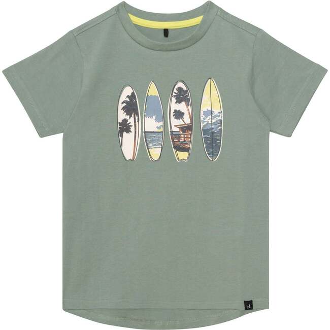 Jersey T-Shirt, Greyish-Green - Deux par Deux Tops | Maisonette