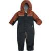 Baby Printed One-Piece And Hat Set, Brown Forest And Black Texture - Snowsuits - 6