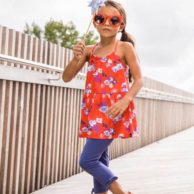 Organic Cotton Capri With Knot, Navy Blue - Leggings - 2