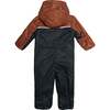 Baby Printed One-Piece And Hat Set, Brown Forest And Black Texture - Snowsuits - 7