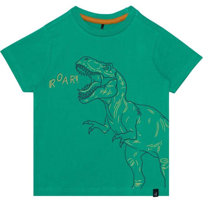 Jersey Print T-Shirt, Green Dinosaur