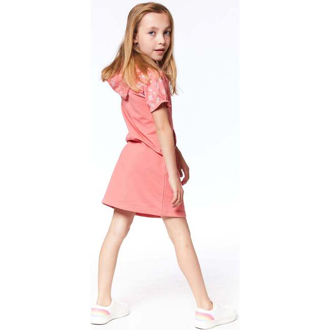 Hooded Raglan Sleeve Dress, Coral - Dresses - 3