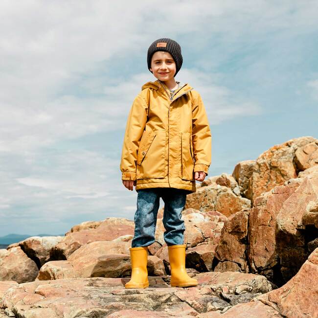 Hidden Zip-Up Parka, Golden Beige - Puffers & Down Jackets - 2