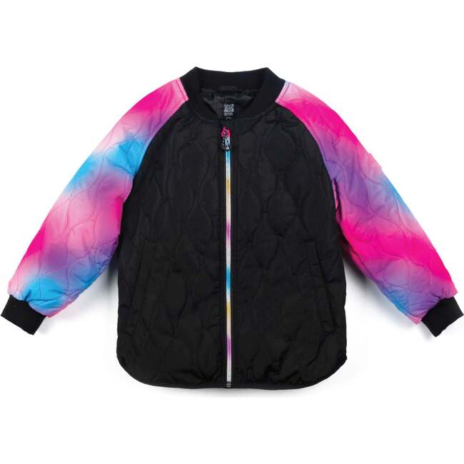 Gradient Sleeve Quilted Jacket, Black - Puffers & Down Jackets - 1