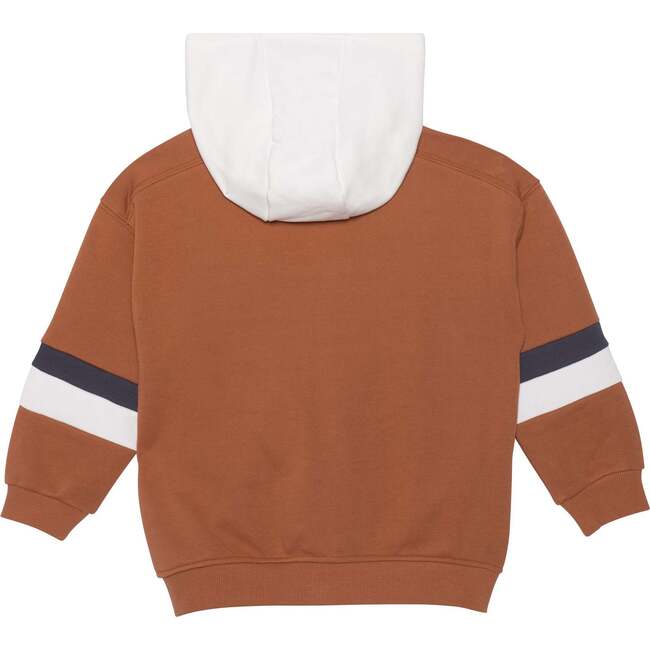 Hooded French Terry Cardigan, Caramel - Sweatshirts - 4