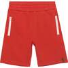 French Terry Zipper Pocket Shorts, Red - Shorts - 1 - thumbnail