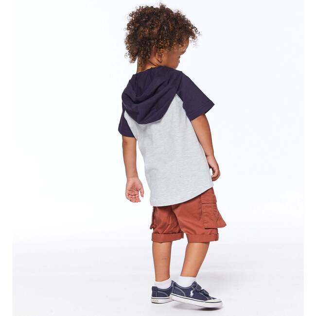 Hooded Raglan T-Shirt, Oatmeal Mix And Dark Grey - T-Shirts - 4