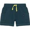 French Terry Shorts, Dark Teal With Pockets - Shorts - 1 - thumbnail