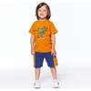 French Terry Shorts, Navy Blue And Golden Yellow - Shorts - 2