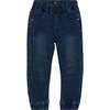French Terry Jogger Jean, Dark Blue Denim - Jeans - 1 - thumbnail