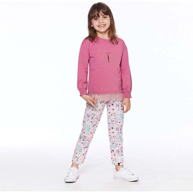 Long Sleeve Graphic Top, Dusty Pink Mauve - Tees - 2