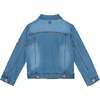 Long Sleeve Denim Jacket With Patch Work, Blue - Jackets - 3 - thumbnail