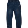 French Terry Jogger Jean, Dark Blue Denim - Jeans - 3