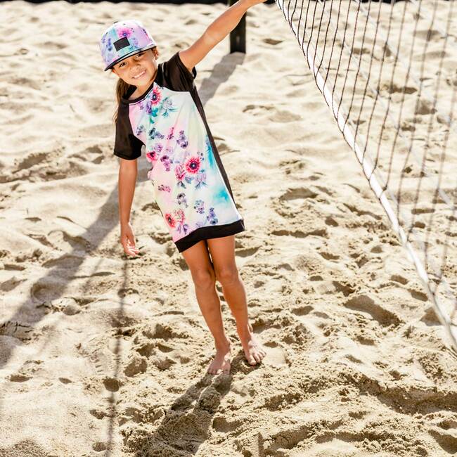 Athletic Dress, Multicolor With Printed Flowers And Black - Dresses - 2