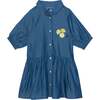 3/4 Sleeve Dress With Pocket, Blue Chambray - Dresses - 1 - thumbnail