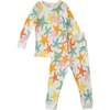 Hand Illustrated Print Ribbed Pajamas, Sea Stars - Pajamas - 1 - thumbnail