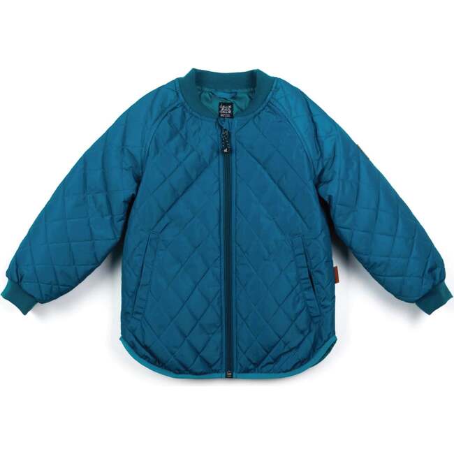 Quilted Zip-Up Jacket, Blue - Jackets - 1