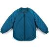 Quilted Zip-Up Jacket, Blue - Jackets - 1 - thumbnail
