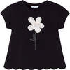 Daisy Embroidered T-Shirt, Black - T-Shirts - 1 - thumbnail