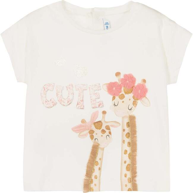Cute Giraffe Graphic T-Shirt, White - T-Shirts - 1