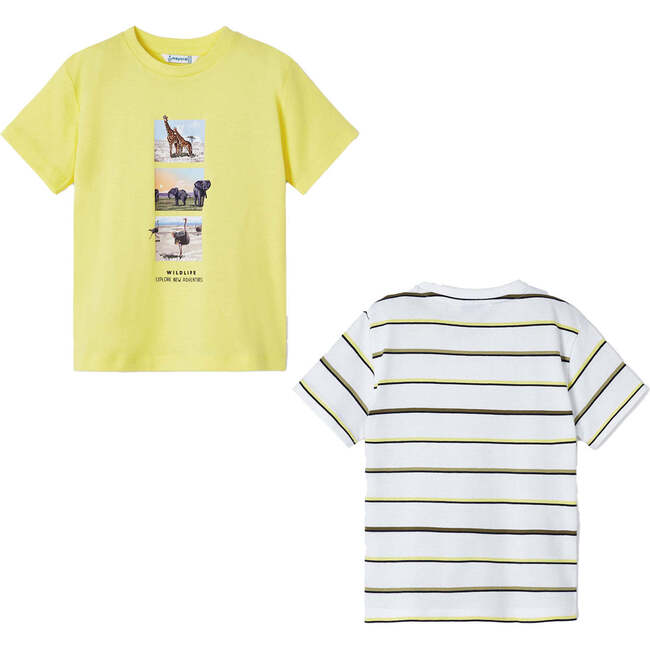 2pc Animal Graphic T-Shirt Set, Yellow