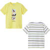 2pc Animal Graphic T-Shirt Set, Yellow - T-Shirts - 1 - thumbnail