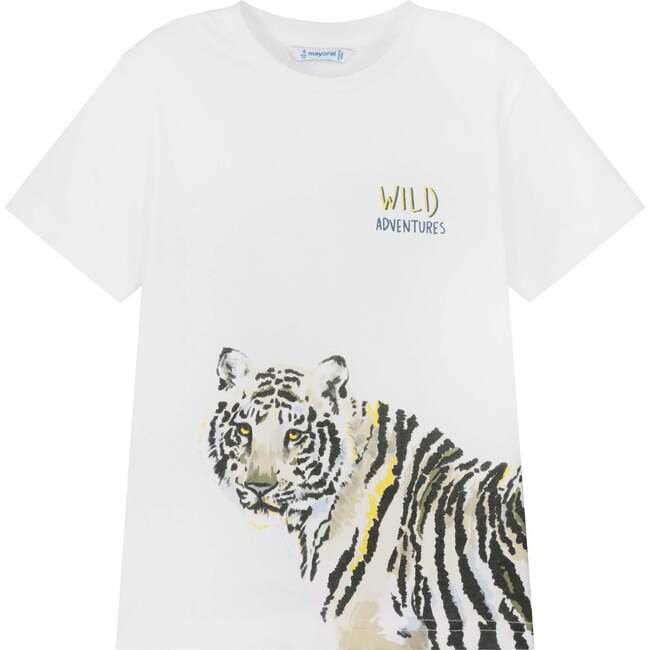 Wild Tiger Graphic T-Shirt, White - T-Shirts - 1