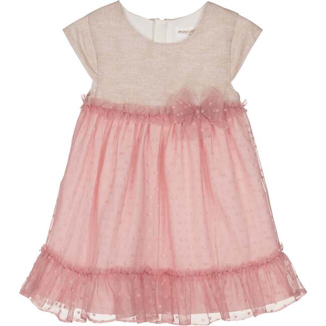 Voile Overlay Tulle Dress, Pink