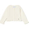 Knitted Ruffle Cardigan, White - Cardigans - 1 - thumbnail
