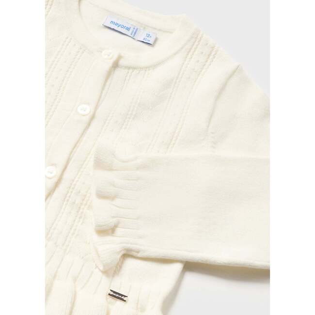 Knitted Ruffle Cardigan, White - Cardigans - 2