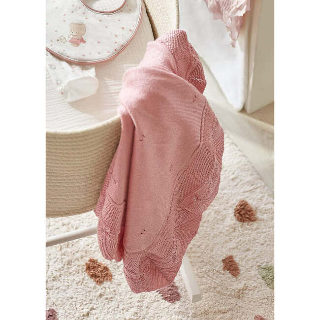 Rosette Ruffled Shawl, Pink - Blankets - 2